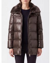Herno - Water-Repellent Quilted Nylon Short Down Jacket With Fur Collar - Lyst