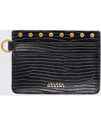 Isabel Marant - Flat Cow Leather Card Holder With Studs And Metal Ring - Lyst
