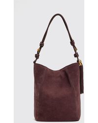 Twinset - Suede Shoulder Bag With Tassels And Embossed Logo - Lyst