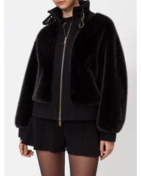 Twinset - Turtleneck Short Faux Fur Jacket - Lyst