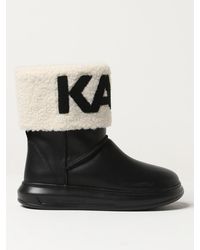 KARL LAGERFELD - Leather And Shearling Ankle Boots - Lyst
