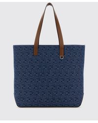 Fendi - Ff Bestickte Denim-Einkaufstasche - Lyst