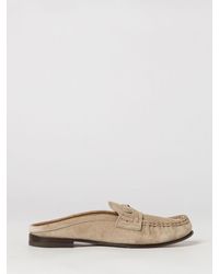 Fendi - Scrunch Suede Calfskin Mules With Metallic Lettering Logo - Lyst