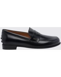 Tod's - Brushed Leather Loafers With Strap And Metal Logo - Lyst