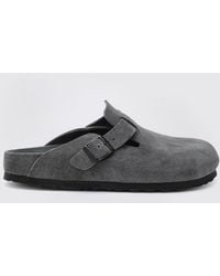 Birkenstock - Boston Suede Clogs With Adjustable Strap - Lyst