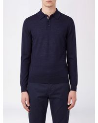 Paul Smith - Long-Sleeved Slim Fit Merino Wool Knit Polo Shirt - Lyst
