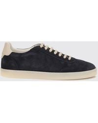 Brunello Cucinelli - Low-Top Suede Calfskin Trainers With Laminated Logo - Lyst