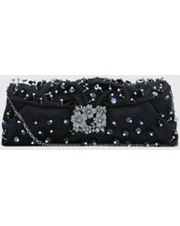 Roger Vivier - Satin Clutch With Bead Embroidery And Chain Strap - Lyst