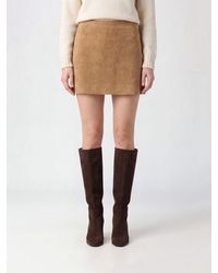 KHAITE - Mid-Rise Suede Leather Pencil Mini Skirt - Lyst