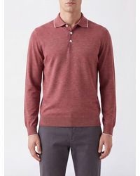 Brunello Cucinelli - Cashmere Silk And Hemp Knit Polo Shirt - Lyst
