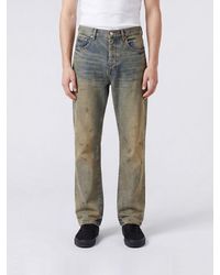 Purple - P011 Straight-Leg Cotton Denim Jeans With A Worn-Out Effect - Lyst