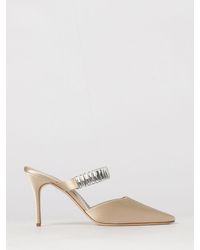 Manolo Blahnik - Zumbon Satin Mules With Crystal Embellishment And High Heel - Lyst