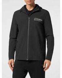 Philipp Plein - Nylon Windbreaker Jacket With Hood And Zipped Pockets - Lyst