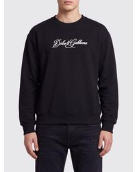 Dolce & Gabbana - Dolce &Amp Gabbana Crewneck Cotton Sweatshirt With Contrast Chest Logo - Lyst
