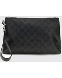Gucci - Essence Gg Monogram Coated Cotton Pouch With Wrist Strap - Lyst