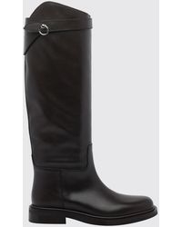 Poeve - Knee-High Smooth Calfskin Leather Boots With Straps - Lyst