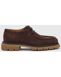 Ferragamo - Suede Derby Shoes With Notched Sole - Lyst