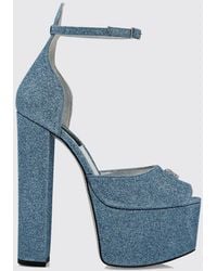 Philipp Plein - Plateau-Sandalen Aus Glitzerleder Mit Hohem Absatz Und Skull - Lyst