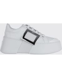 Roger Vivier - Viv' Skate Calfskin Leather Platform Sneakers With Buckle - Lyst