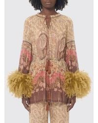 Valentino - Paisley Silk Blouse With Feathers - Lyst