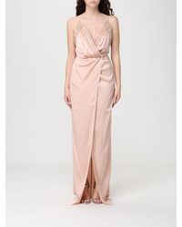 Elisabetta Franchi - Long Satin Dress With Sequins - Lyst