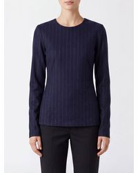 Thelatest - Pinstriped Slim Fit Wool Blend Jumper With Back Zip Closure - Lyst