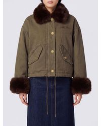 Pinko - Short Cotton Parka With Faux Fur Collar And Cuffs - Lyst