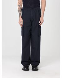 Burberry - Cotton Trousers With Check Details - Lyst