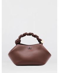 Ganni - Small Recycled Leather Handbag With Butterfly Logo And Braided Handle - Lyst