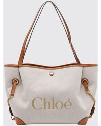 Chloé - Chlo&Eacute Clover Schultertasche Aus Canvas Mit Doppeltem Henkel Und Logo-Stickerei - Lyst