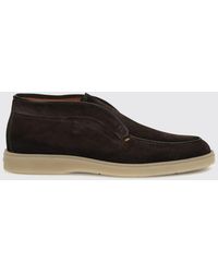 Santoni - Suede Chukka Boots With Round Toe And Rubber Sole - Lyst