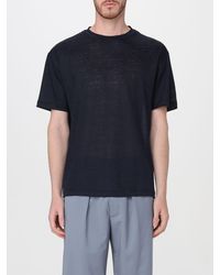 Giorgio Armani - T-shirt in jersey di lino con logo ricamato - Lyst