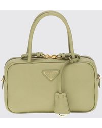 Prada - Leather Bag With Triangle Logo - Lyst