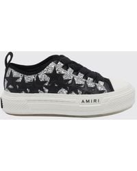 Amiri - Stars Court Leather And Mesh Sneakers With Star Motif And Platform Sole - Lyst