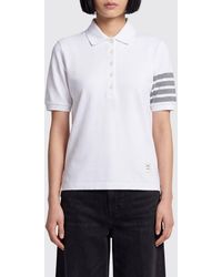 Thom Browne - Short-Sleeved Cotton Polo Shirt With 4-Bar Detail - Lyst