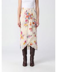 Isabel Marant - Vanille Floral-Print Crêpe Midi Skirt With An Asymmetrical Hem - Lyst