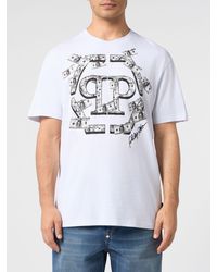 Philipp Plein - Cotton T-Shirt With Graphic Print And Contrast Logo - Lyst