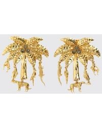 Jacquemus - Pendientes The Palmier De Latón Dorado Con Charms Y Cristales - Lyst
