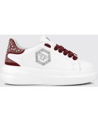 Philipp Plein - Leather Chunky Sneakers With Hexagon Logo And Rhinestones - Lyst