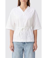 Calvin Klein - V-Neck Cotton Poplin Wrap Shirt - Lyst
