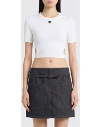Courreges - Courr&Egrave	Ges Cotton Crop T-Shirts With Logo - Lyst