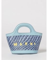 Marni - Tropicalia Mini Raffia And Leather Bag With Embroidered Logo - Lyst