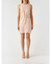 Twinset - Linen Mini Dress With Lace Inserts - Lyst