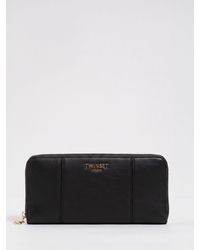 Twinset - Polyurethane Continental Wallet With Zip Closure And Metal Logo - Lyst