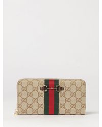 Gucci - Continental Wallet With Gg Monogram, Web Stripe And Horsebit Detail - Lyst