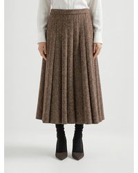 Brunello Cucinelli - Pleated Wool Blend Full Midi Skirt - Lyst