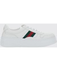 Gucci - Low-Top Sneaker Aus Leder Mit Web-Streifen Und Plateausohle - Lyst