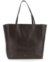 TOTEME - Roam Large Smooth Leather Tote Bag With Clasp Closure And Double Handle - Lyst