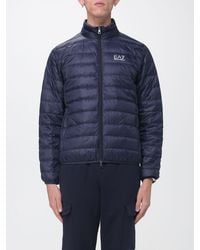 EA7 - Short Quilted Nylon Puffer Jacket With High Neck And Zip Closure - Lyst