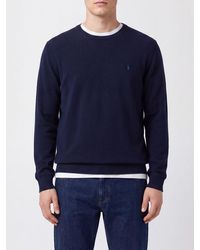 Polo Ralph Lauren - Crewneck Cotton Jumper With Contrast Pony Logo Embroidery - Lyst